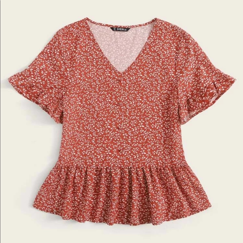 Flutter sleeve peplum blouse